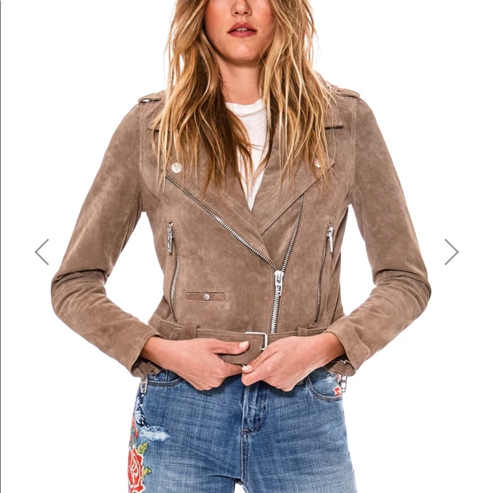 BlankNYC brown suede moto jacket